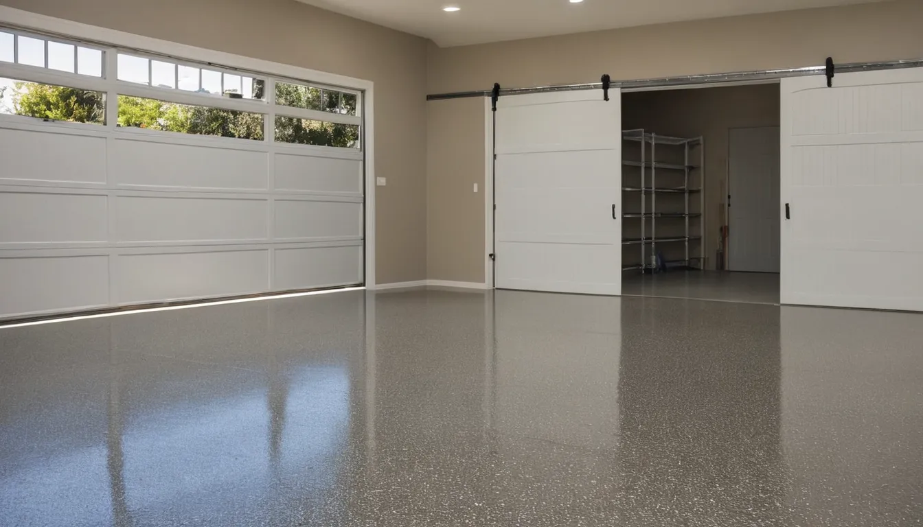 Finished epoxy garage floor with flake finish in a Glendale home